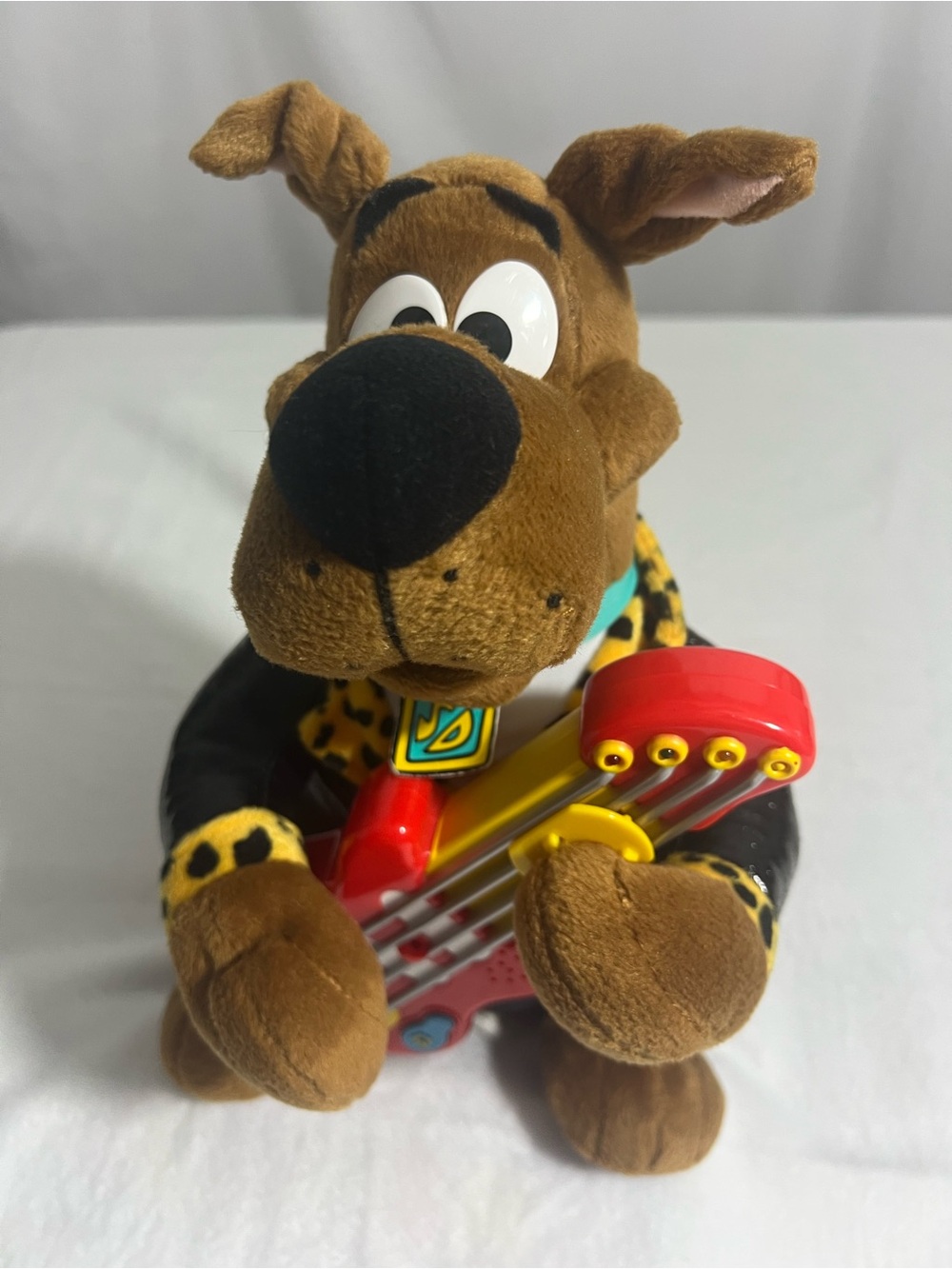 Vintage Scooby Doo Brown Plush Dog Toy with Red Guitar